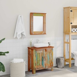 vidaXL Bathroom Vanity Cabinet with Mirror, Reclaimed Solid Wood