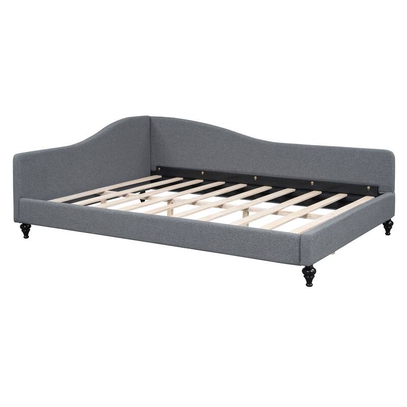 L-Shaped Linen Daybed,with Solid Wood Legs