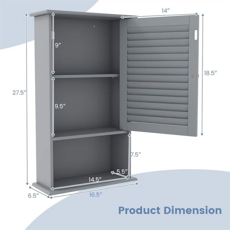 Wall Bathroom Storage Cabinet - 6.5"D x 16.5"W x 27.5"H