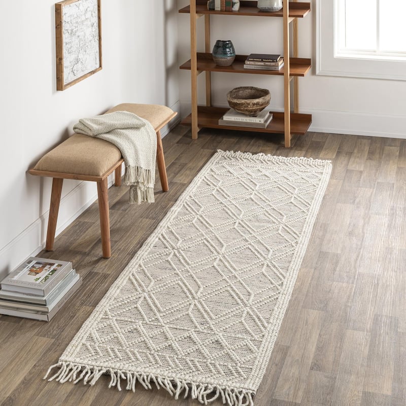 Livabliss Casa DeCampo Farmhouse Diamond Area Rug - 2'6" x 8' - Ivory/Black
