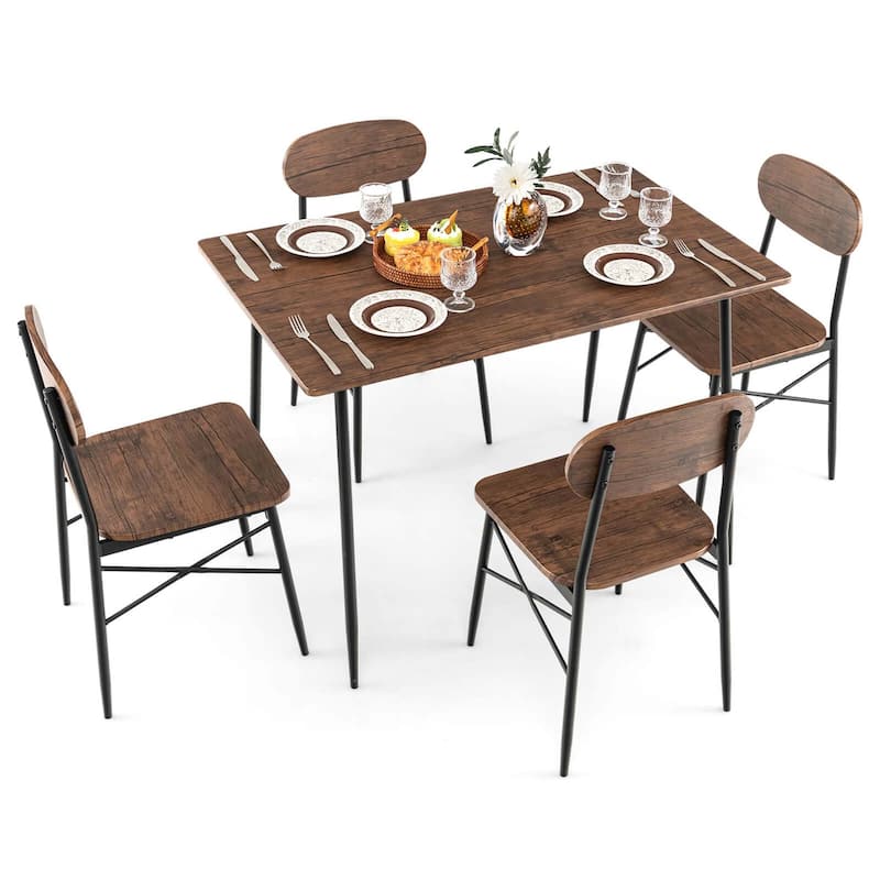 Costway 5-Piece Dining Table Set for 4 Modern Kitchen Dining Room