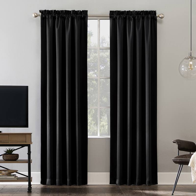 Sun Zero Oslo Home Theater 100% Blackout Rod Pocket Curtain Panel, Single Panel - 52 x 84 - Black