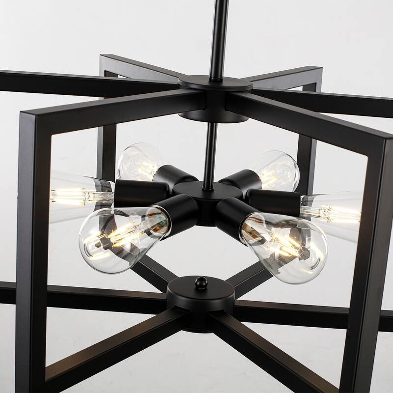 6 Light Simple Modern Chandelier Adjustable Height Light Bulb Not Included