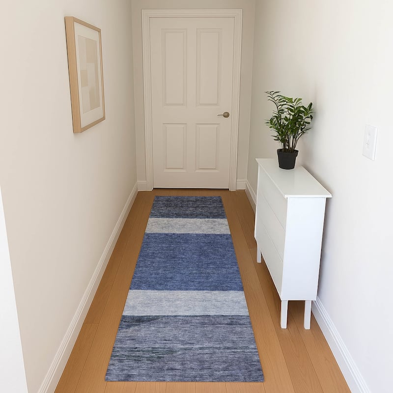 Premium Washable Super Soft Ombre Gabbeh Mayfield Rug - Navy - 2'3" x 7'6"