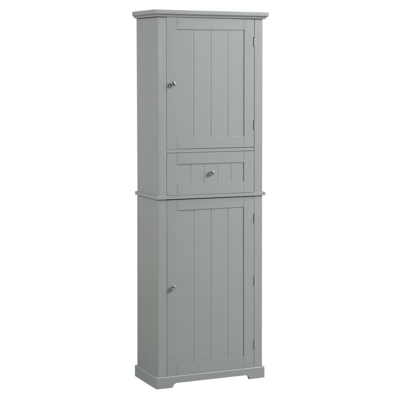 GDFStudio - Emery Tall Freestanding Bathroom Storage Cabinet with Drawer and Adjustable Shelves