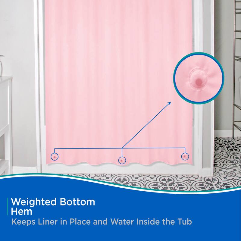 Kenney Lightweight PEVA Shower Curtain Liner and C-Ring Set, 70" W x 72" H