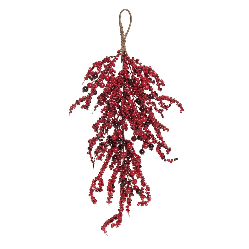 Transpac Foam 28 in. Red Christmas Merry Berry T-Drop