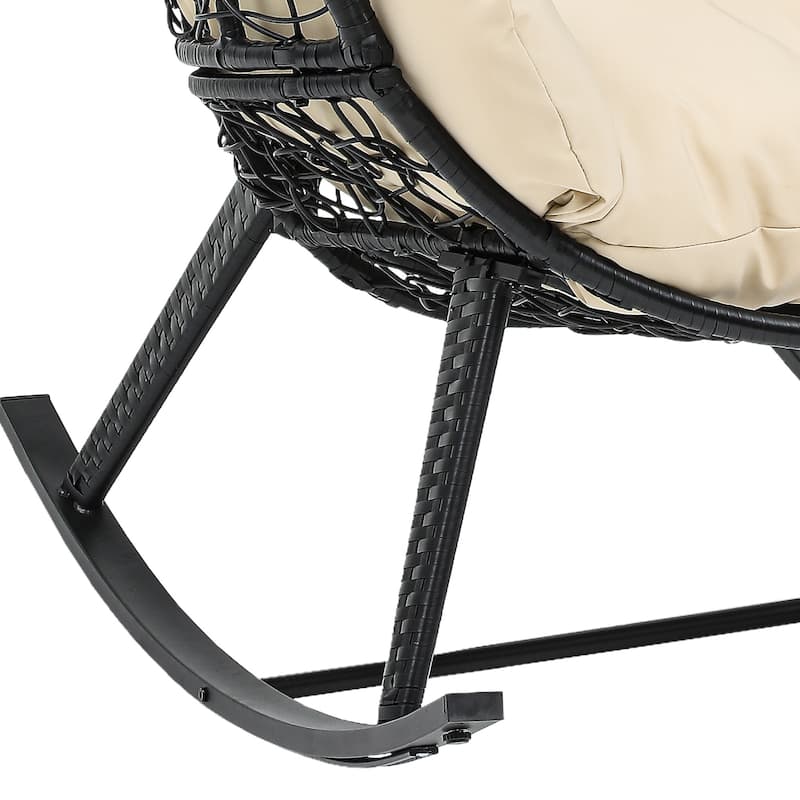 Moasis 38"W Wicker Rocking Egg Chair with Cushion