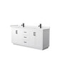 preview thumbnail 85 of 114, Miranda Double Vanity Set, Cultured Marble Top, No Mirror 72-Inch Double - White, Black Trim, White Cultured Marble Top