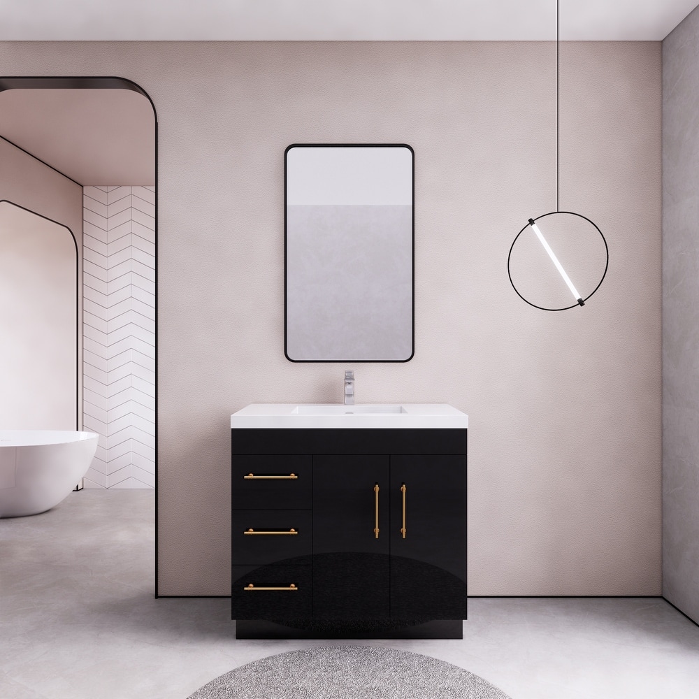 Eliza 36'' Freestanding Vanity(Left Drawers) with Single Sink