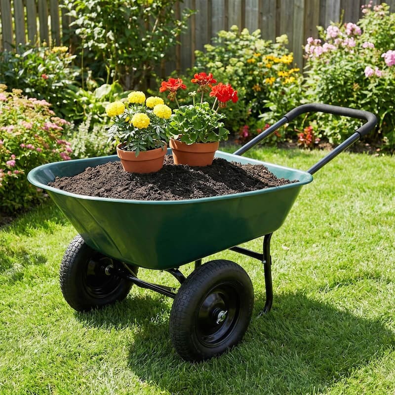 Costway 2 Tire Wheelbarrow Cart Heavy-duty Dolly Utility Cart