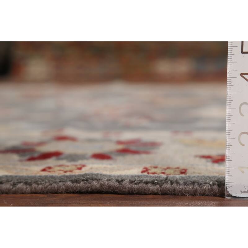 Gray Oushak Indian Rug Hand-Knotted Transitional Wool Carpet - 8'1"x 9'10"