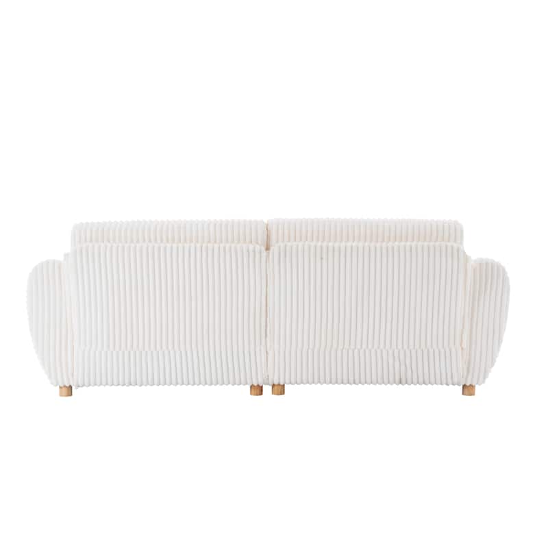 Corduroy Upholstered Loveseat Sofa, Fluffy Cloud Sectional Sofa with Armrest, Deep Seat Couch Settee with 5 Throw Pillows