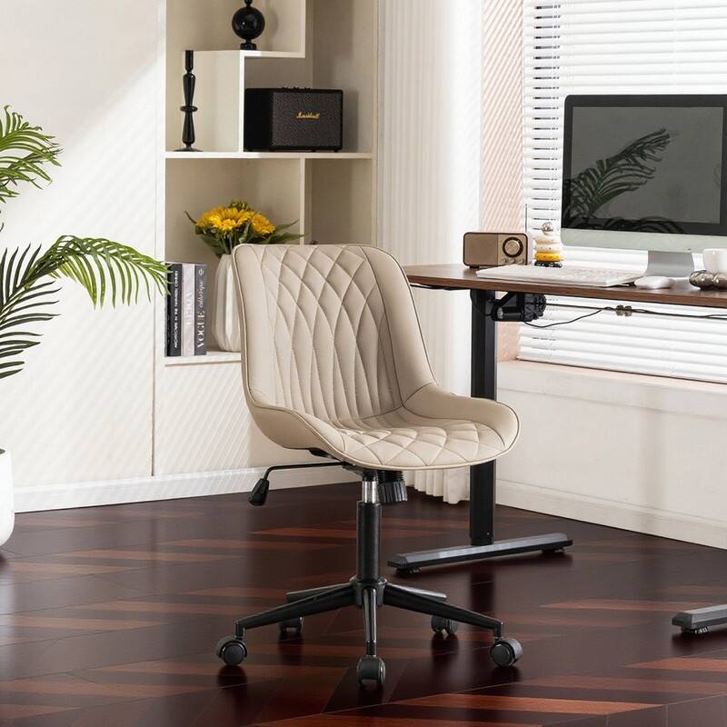 Modern Office Chair, Leather Swivel Office Chair for Home Office