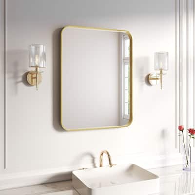 Organnice Rectangular Aluminum Frame Vanity Bathroom Mirror with Clear Glass