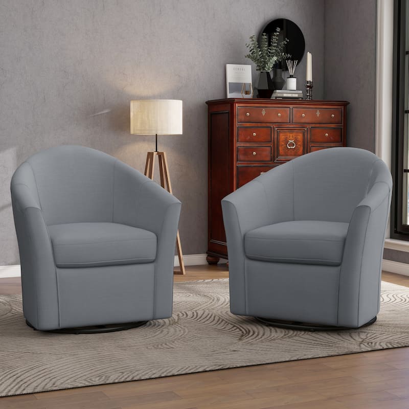 2 Set Modern Upholstered Swivel Barrel Chair Living Room Accent Chair