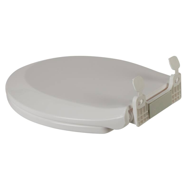 Bath Bliss Deluxe Plastic Beveled Round Toilet Seat in White - 14.2"x 17.5"x 2.1"
