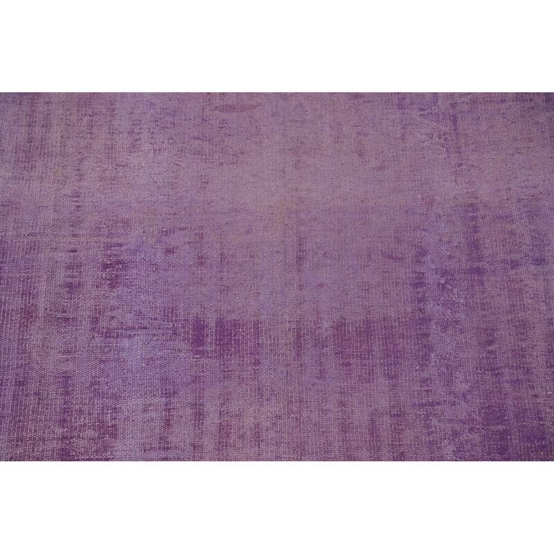 Purple Anatolian Turkish Vintage Area Rug Hand-Knotted Wool Carpet - 7'4" x 11'1"