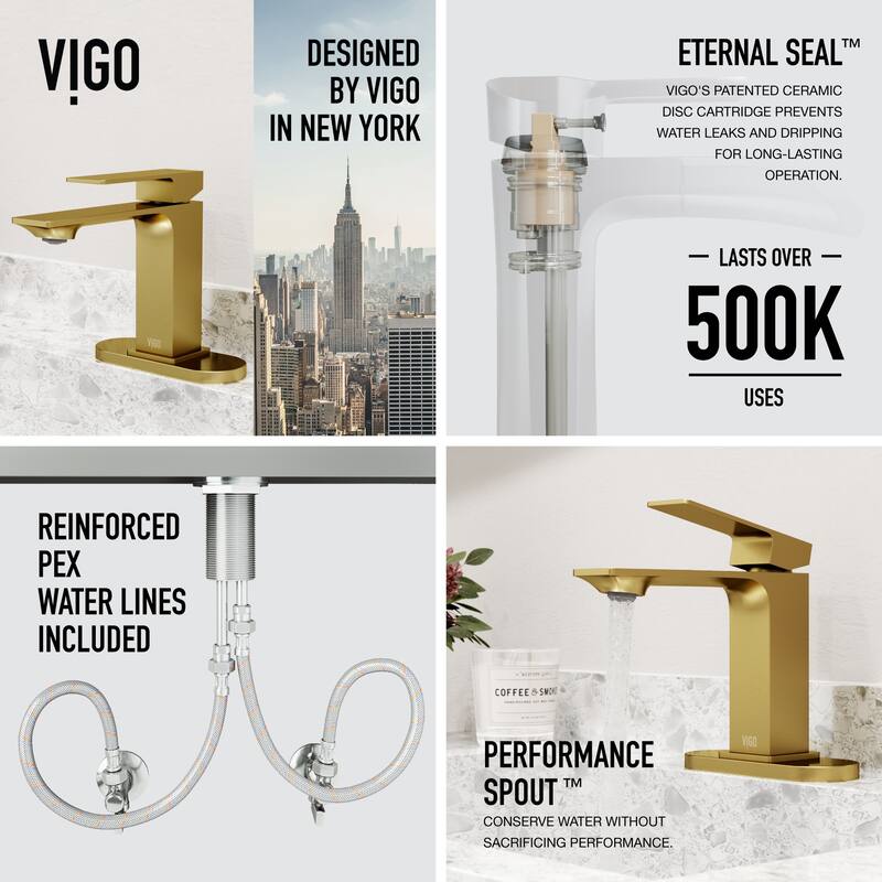 VIGO Dunn 6" H Single Handle Single Hole Bathroom Faucet