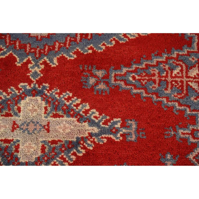 Red Geometric Viss Oriental Rug Hand-Knotted Wool Carpet - 3'11" x 6'1"