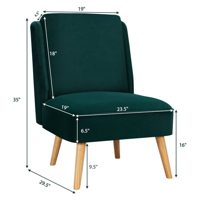 Gymax 2PCS Velvet Accent Chair Single Sofa Chair Leisure Chair with - 19'' x 23.5'' x 16''