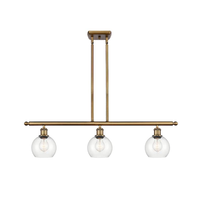 Innovations Lighting Athens 3 Light 36" Island Light - 6" Shade - Clear/Brushed Brass