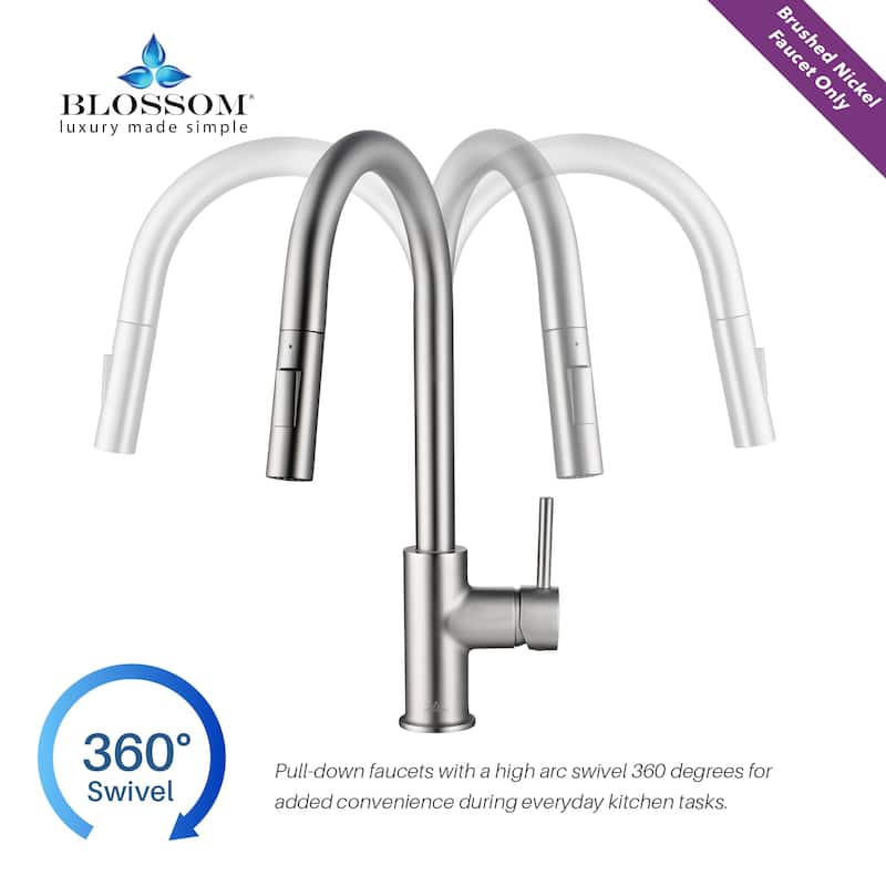 Blossom Solid Pull-Down Kitchen Faucet w/ 360 Swivel, Single Handle