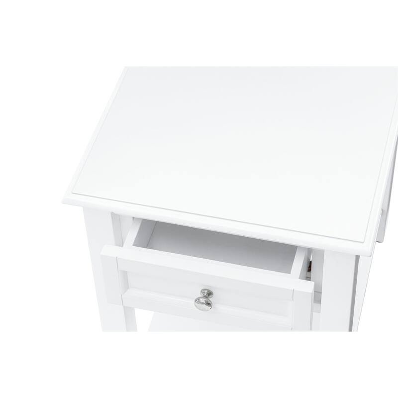 East West Furniture Denison Night Stand - Rectangle Modern End Table with a Drawer for Bedroom, 24x19 Inch, (Finish Options)