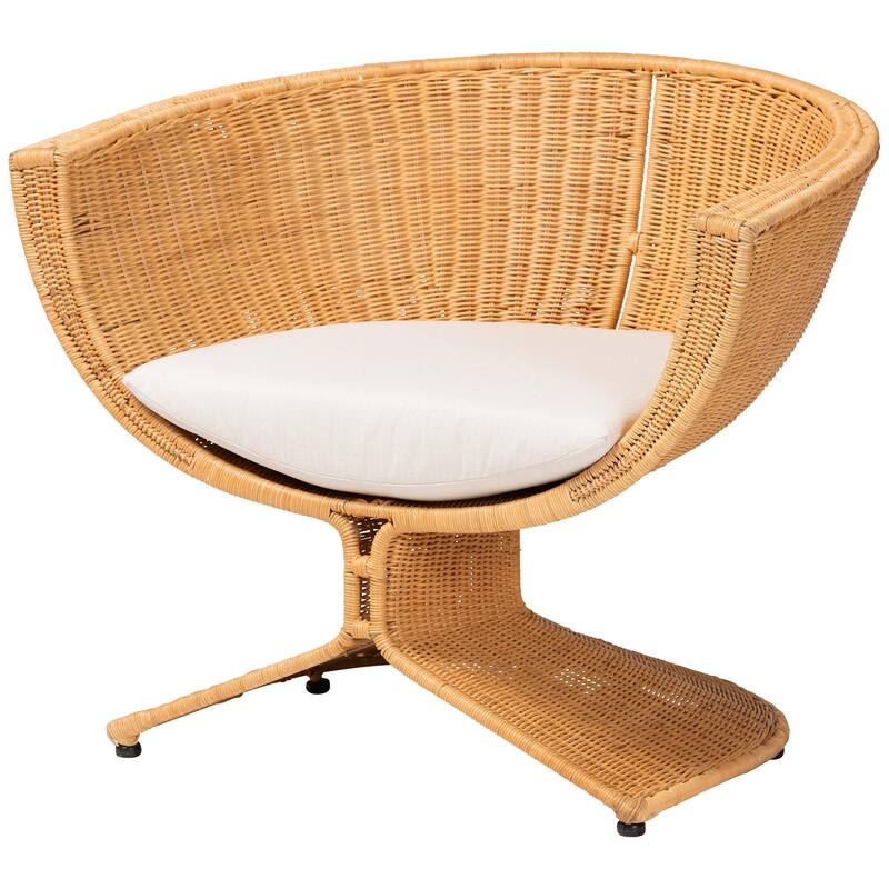 Reya Natural Rattan 2-Piece Living Room Set - Handwoven Wicker Accent Seating with Pedestal Base for Modern Boho Spaces
