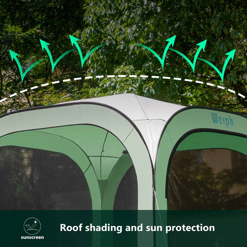 Werph Pop Up Canopy, Green, Portable Canopy Tent with Mesh Mosquito Net