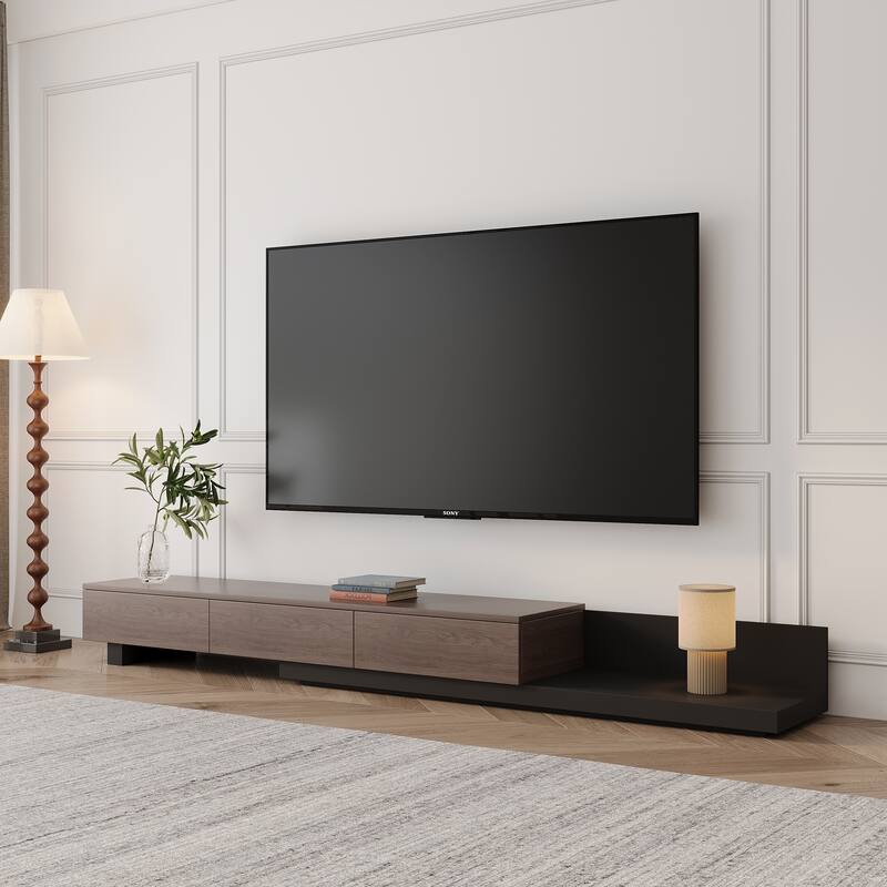70"- 110"Retracted Extendable TV Stand Media Console In Stretch With 3-Drawers - 70"- 110" - 70"- 110"