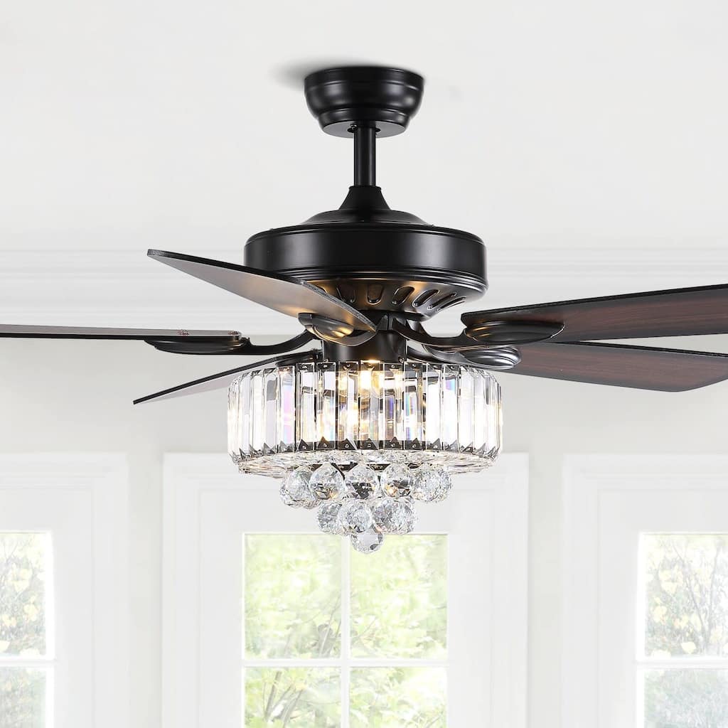 52" Crystal Chandelier Ceiling Fan with Lights and Remote