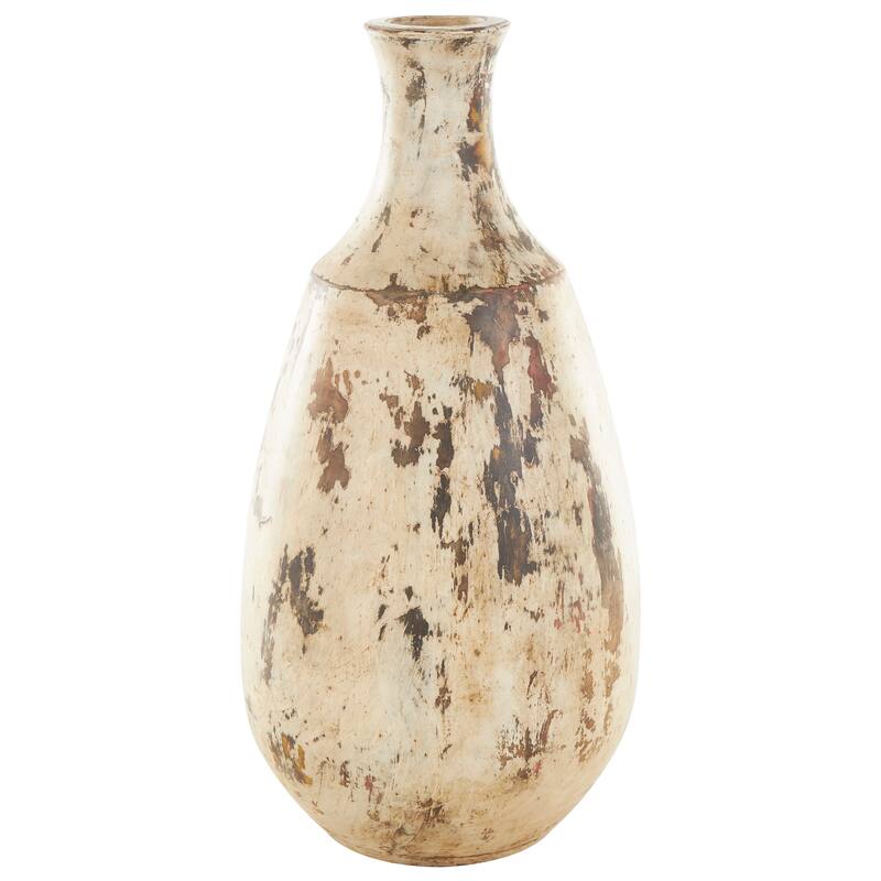 Brown Ceramic Antique Style Distressed Decorative Vase