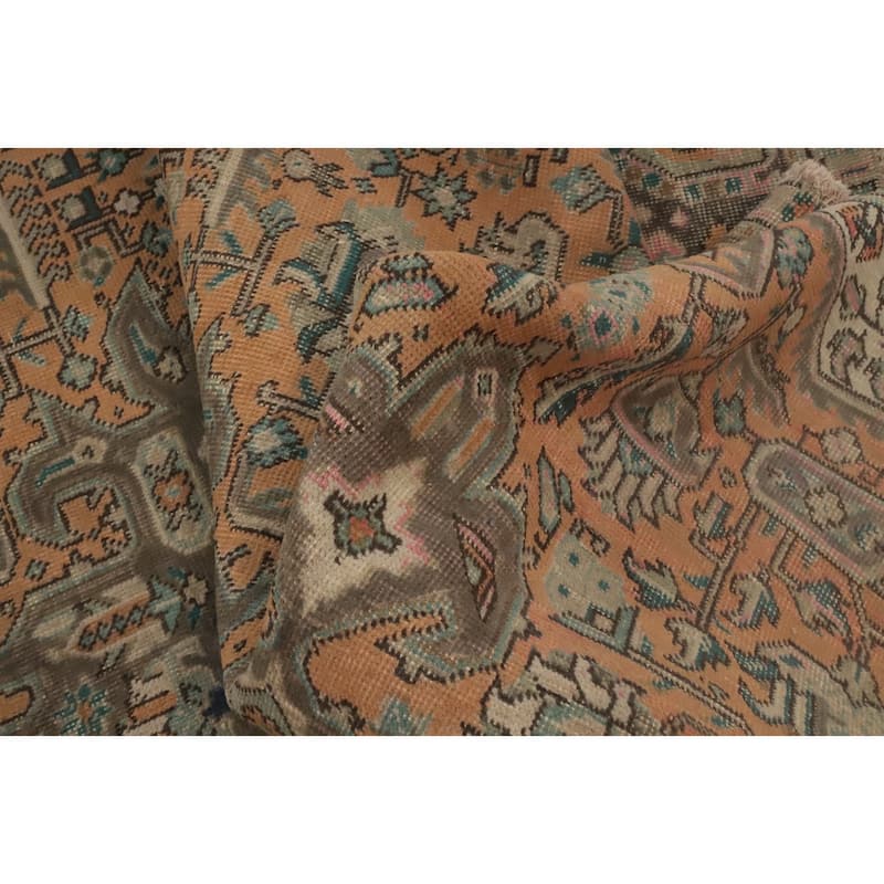 Hand Knotted Oriental 100% Wool Carpet Traditional Floral Oranges & Rust Tabriz Area Rug - 9' 5'' X 6' 5''