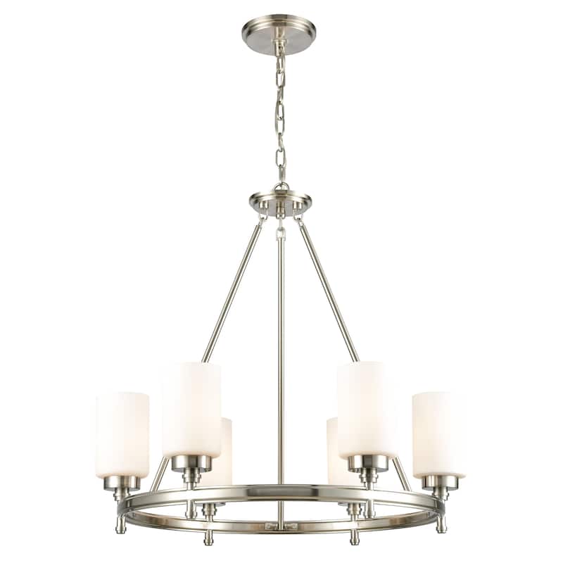 Dawson 25-inch Wide 6-Light Chandelier in Satin Nickel