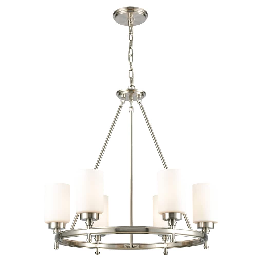 Dawson 25-inch Wide 6-Light Chandelier in Satin Nickel