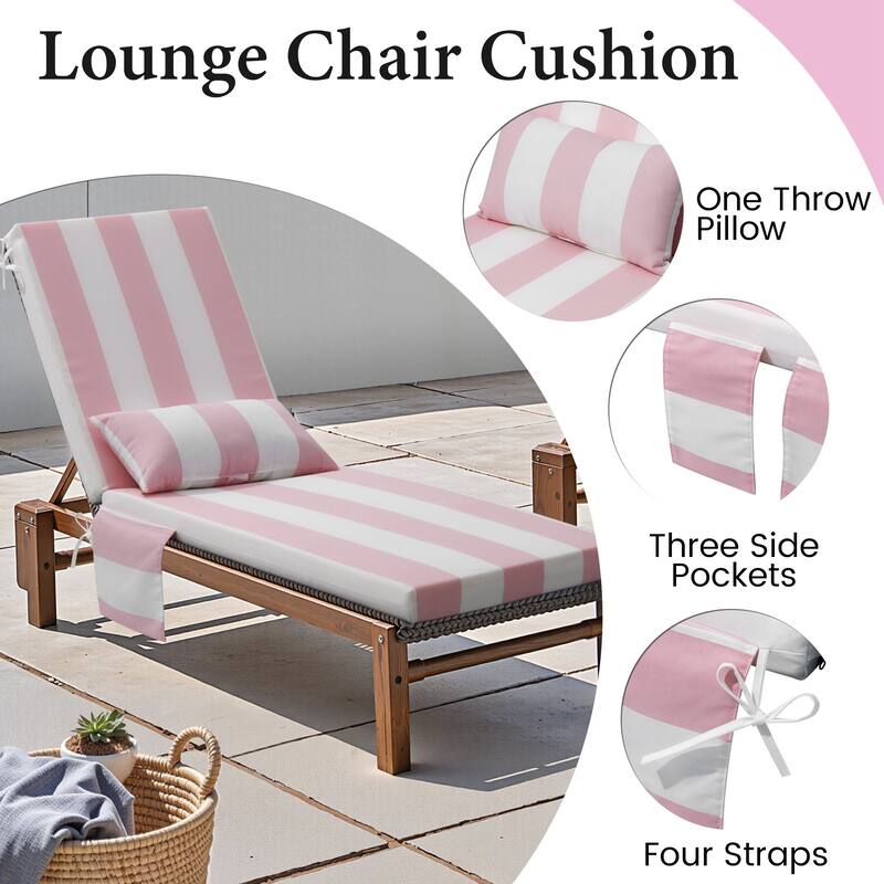 Outdoor Patio Chaise Lounge Chair Seat Cushions with Pillow