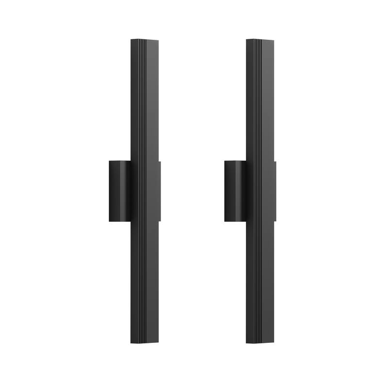 Aluminum LED Outdoor Wall Lights Matte Black with Linear Texture - 2Pack/23.6inch