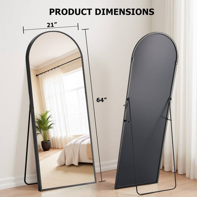 Full Length Mirror with Stand, Floor Mirror with Aluminum Alloy Frame for Bedroom, Standing Full Body Mirror for Wall, Cloakroom