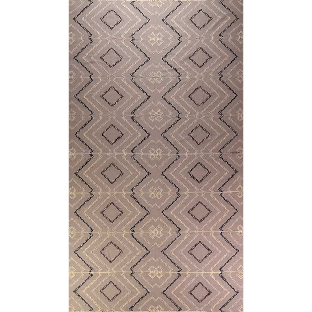 Flat Weave Kilim Durrie Oriental Large Area Rug Geometric Carpet - 10'5" x 19'2"