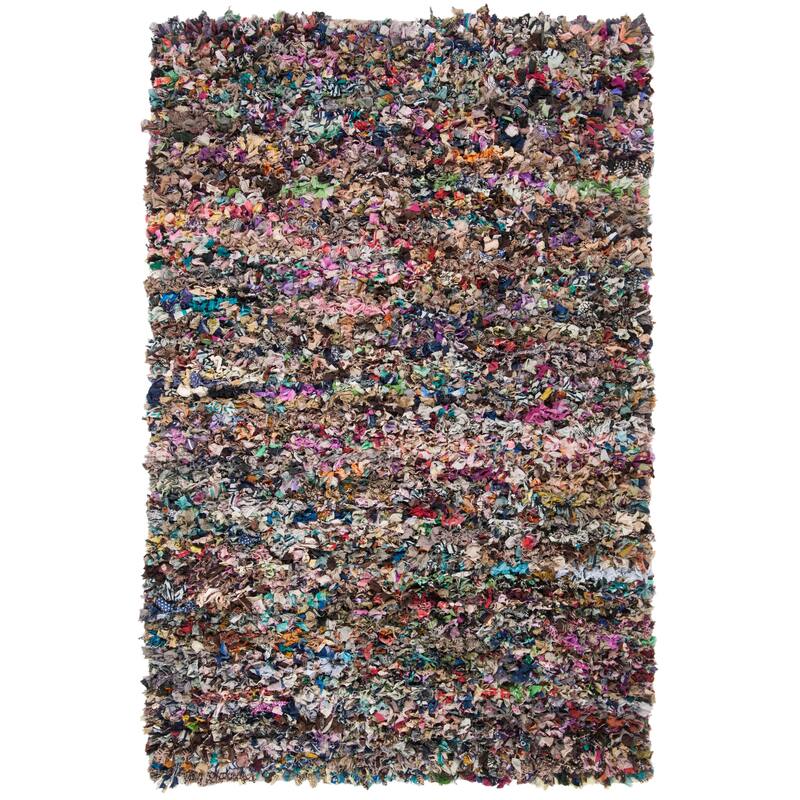 SAFAVIEH Handmade Rio Abstract Multicolor Polyester Shag Area Rug - 5' x 8' - Rainbow