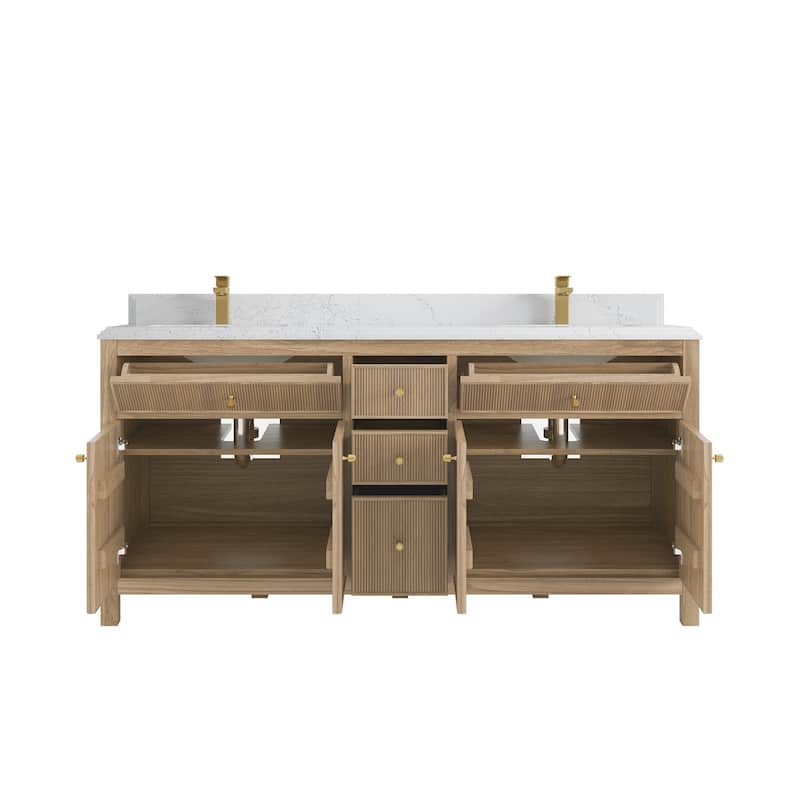 Willow Collections 72 in. W x 22 in. D Sonoma Teak Double Sink Bathroom Vanity with Countertop