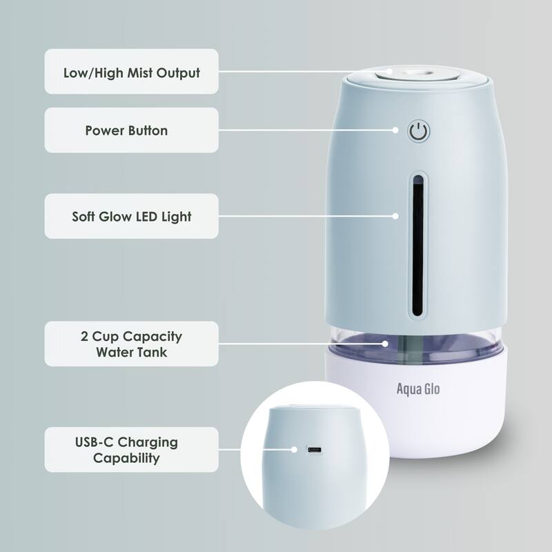 Airvana AG260HUM Aqua Glo Portable Ultrasonic Cool Mist Humidifier