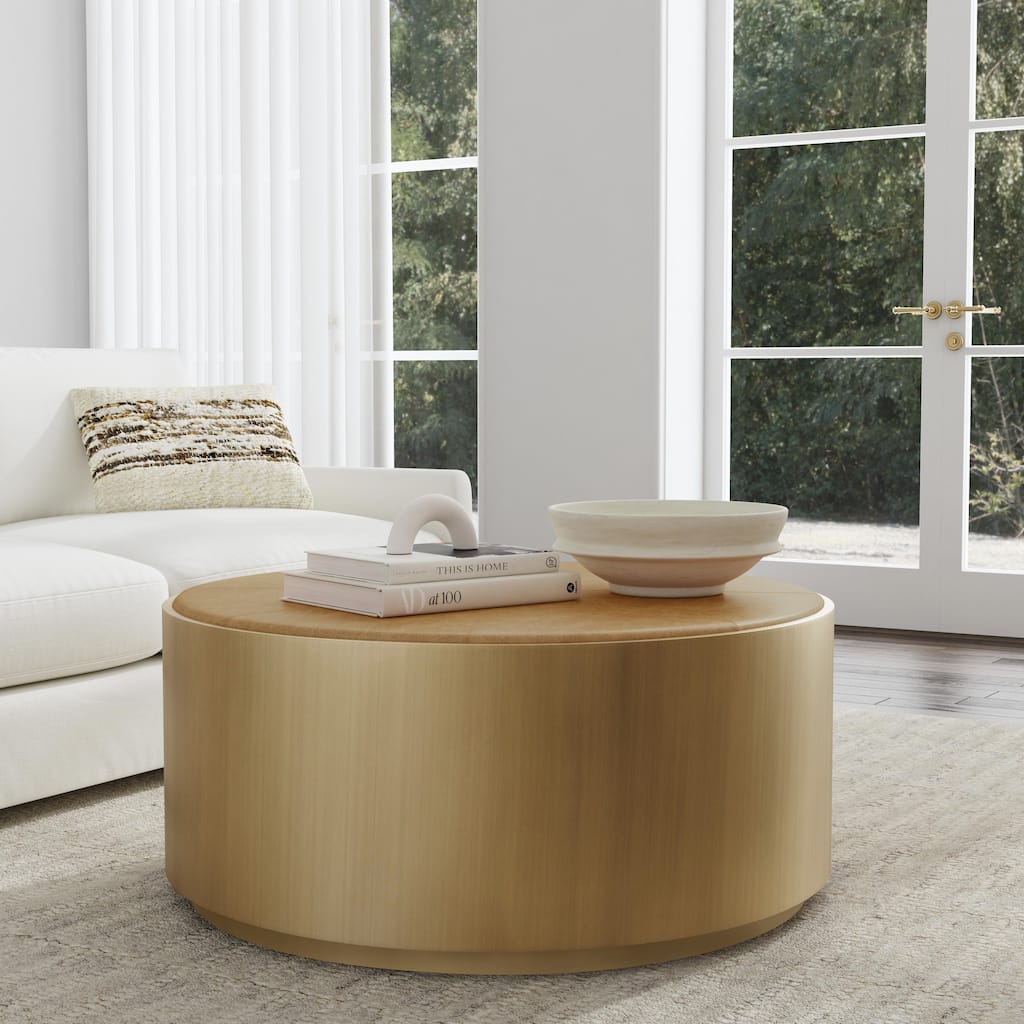 Classic Home Evan 40" Round Brass Coffee Table by Kosas home