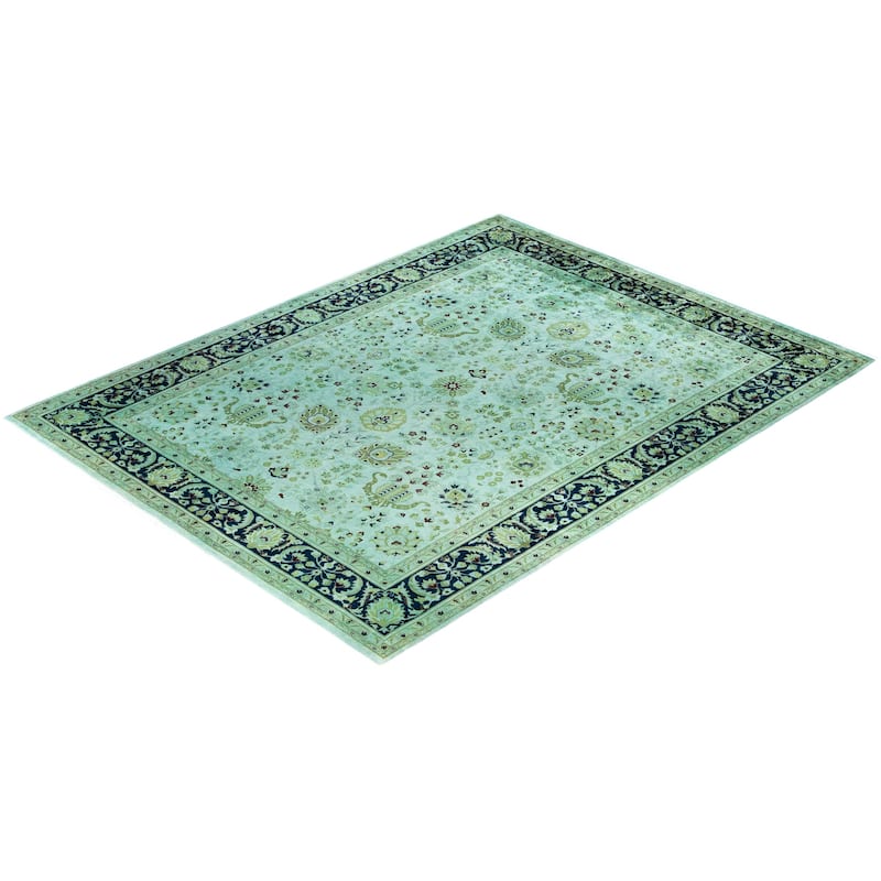 Overdyed One-of-a-Kind Hand-Knotted Area Rug - Green - 9' 2" x 12' 1"