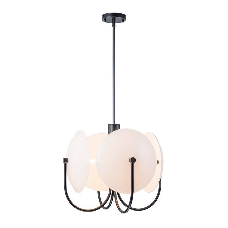 Designer 4-Light White Glass Disc Sphere Sputnik Chandelier 20in