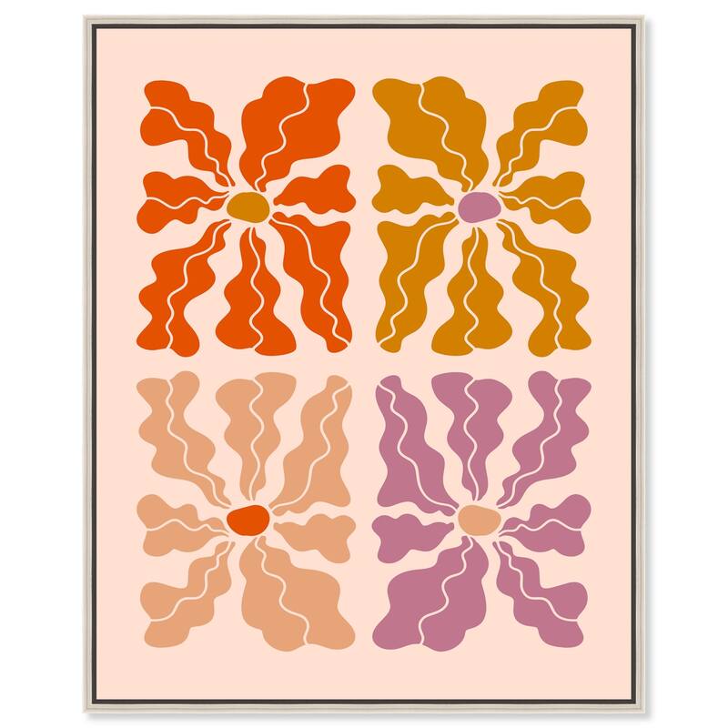 Four Flowers Poster Canvas by Art Remedy - 24" x 30" - Silver
