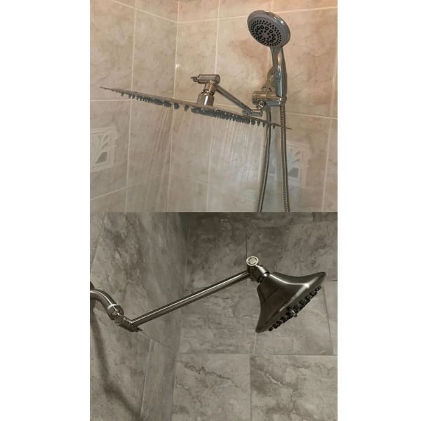 Lordear 11 Inch Shower Extender Arm Brushed Nickel Wall Mounted Adjustable Extension Shower Head Arm On Sale Overstock 31504023