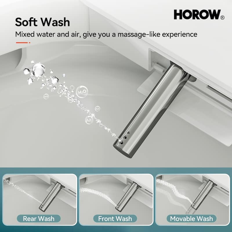 HOROW Tankless Elongated Smart Bidet Toilet with Heated Seat, Warm Water Washing and Remote Control
