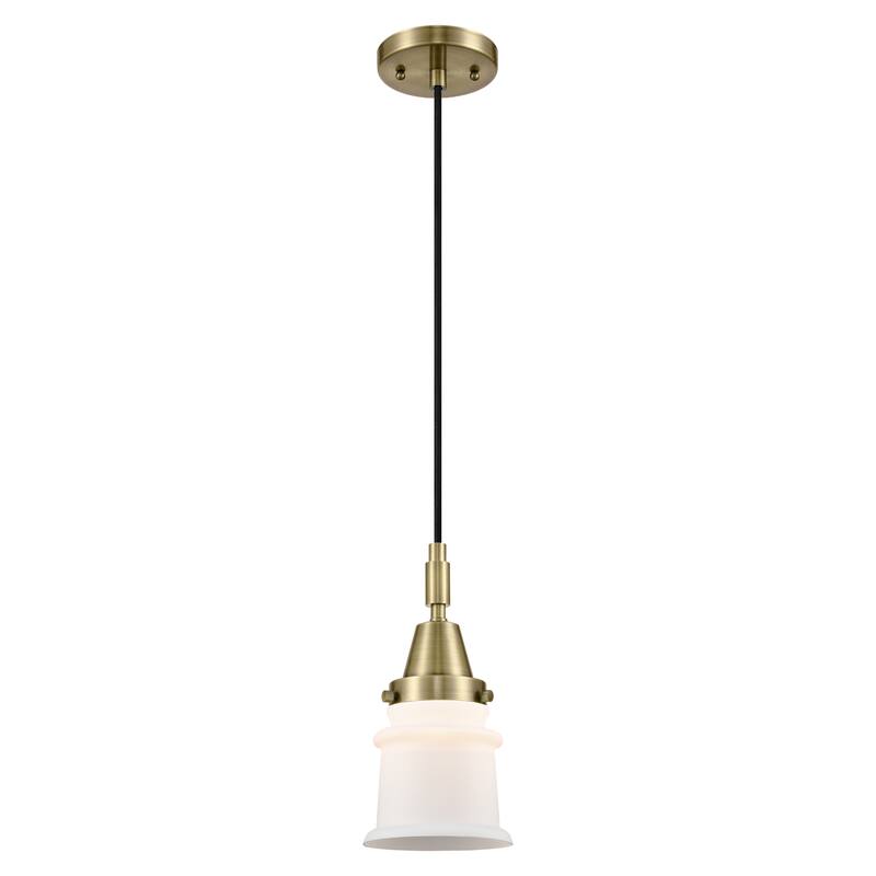 Innovations Lighting Downtown Urban - Caden Canton - 1 Light 5" Cord Hung Mini Pendant - Antique Brass/Matte White Shade
